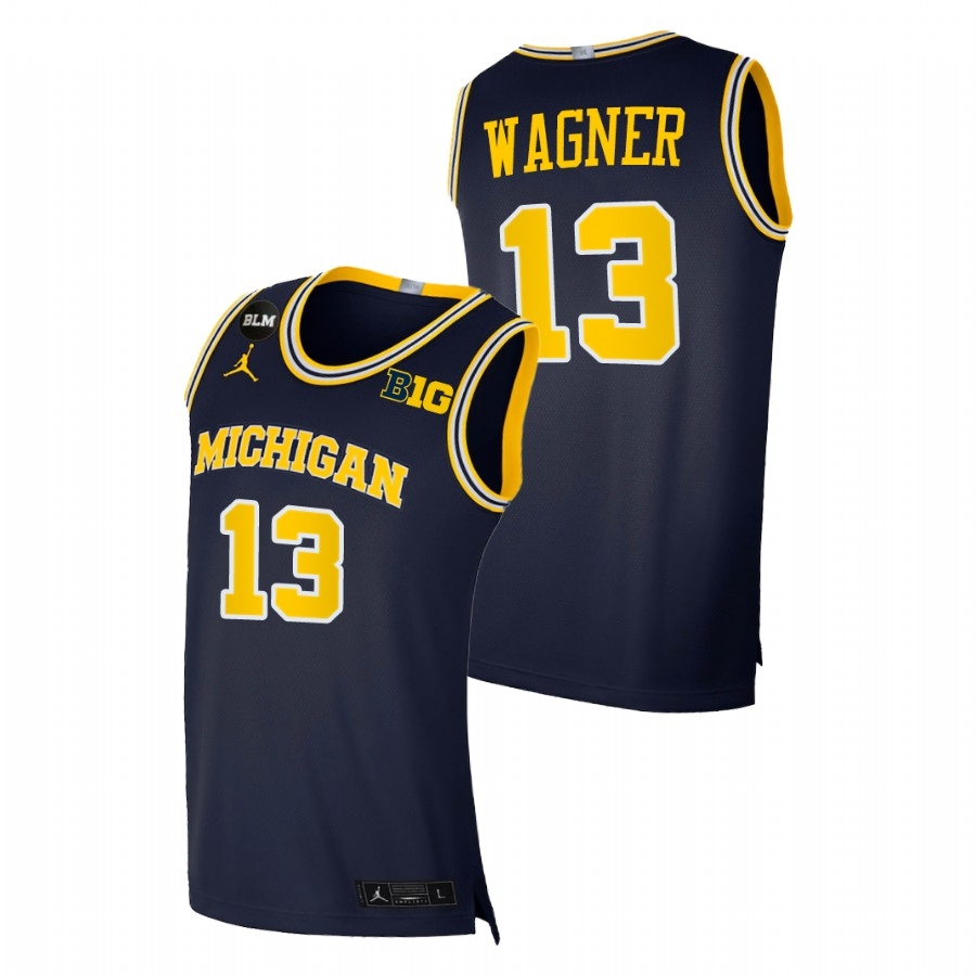 Michigan Wolverines Men's NCAA Moritz Wagner #13 Navy Equality 2021 Home BLM Social Justice College Basketball Jersey QPI4549BO